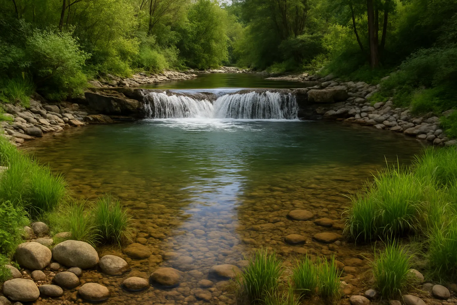 en périphérie d'une chute d'eau